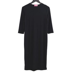 Junee Sheath Slip Dress Women XL Black‎ 3/4 Sleeve Modest Midi